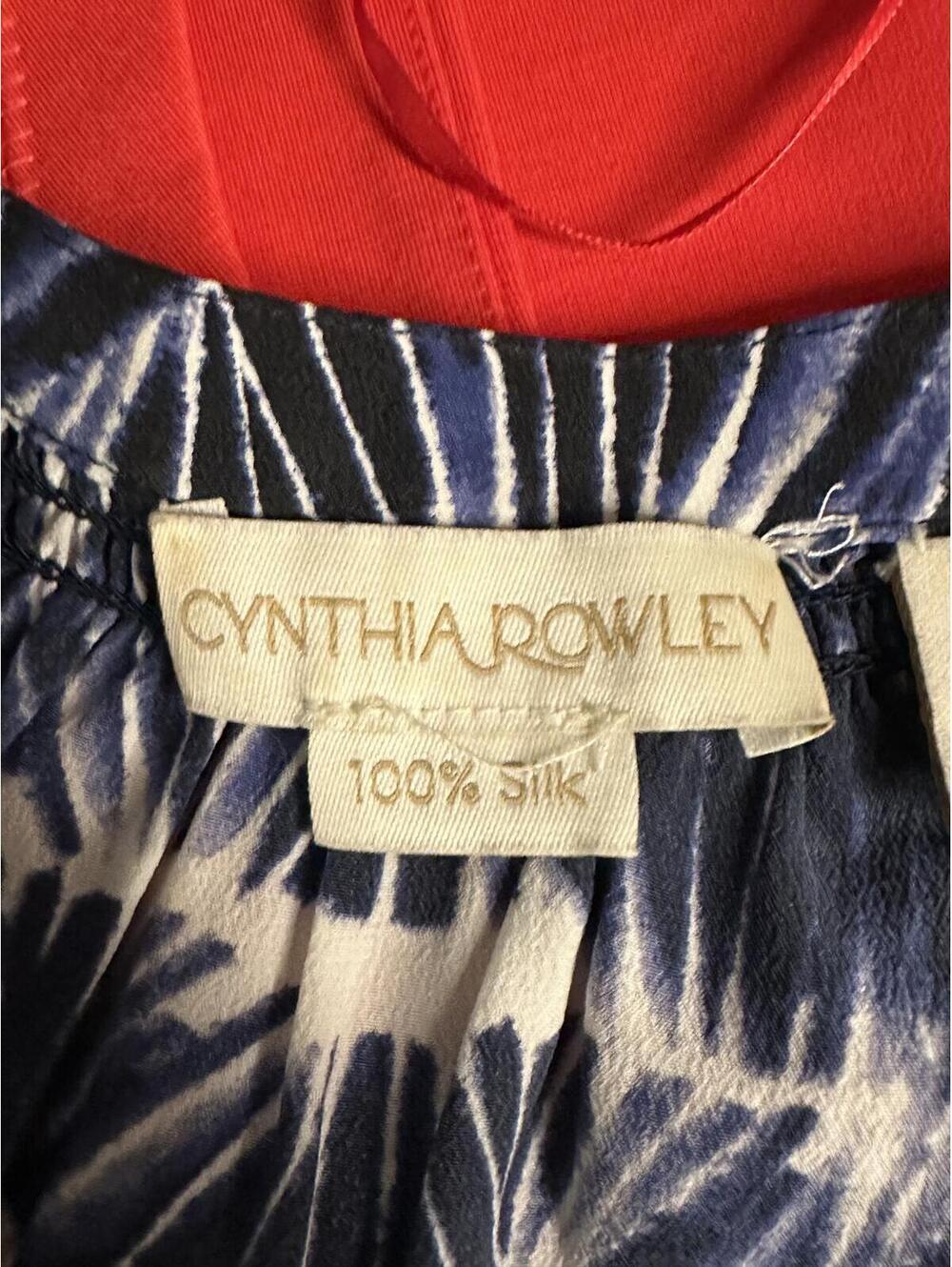 Cynthia Rowley 100% silk peasant blouse Size XS navy white tie-dye 3/4 sleeves - Picture 3 of 7